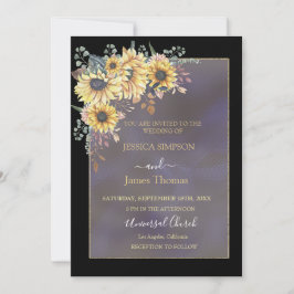 黄色エレガント水色ひまわり晴れ 招待状