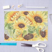 黄色エレガント水色ひまわり緑 薄葉紙 (クラフト)