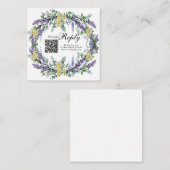 黄色エレガント水色バララベンダーRSVP QR エンクロージャーカード (正面/裏面)