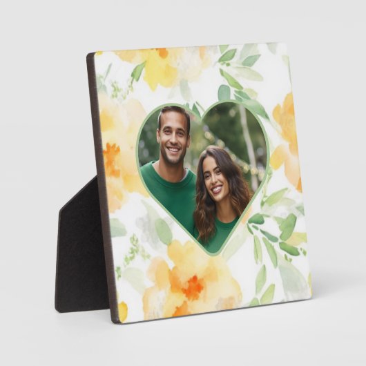 黄色エレガント水色フローラカスタム写真 フォトプラーク (正面)