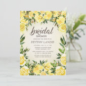黄色エレガント水色フローラブライダルシャワー 招待状 (スタンド正面)