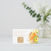 黄色エレガント水色フローラブライダルシャワーQR エンクロージャーカード (スタンド正面)