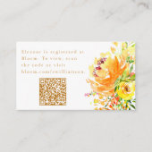 黄色エレガント水色フローラブライダルシャワーQR エンクロージャーカード (正面)