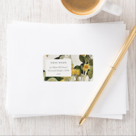 黄色エレガント素朴のフローラアドレス ラベル