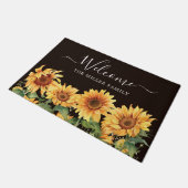 黄色エレガント素朴ひまわり園 ドアマット (アングル)