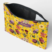 黄色エレガント花柄モノグラム アクセサリーポーチ (見開き)