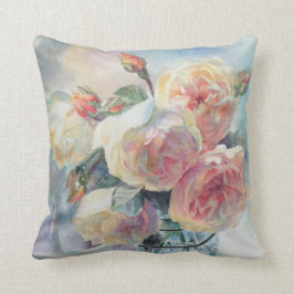 黄色エレガント英語バラ クッション