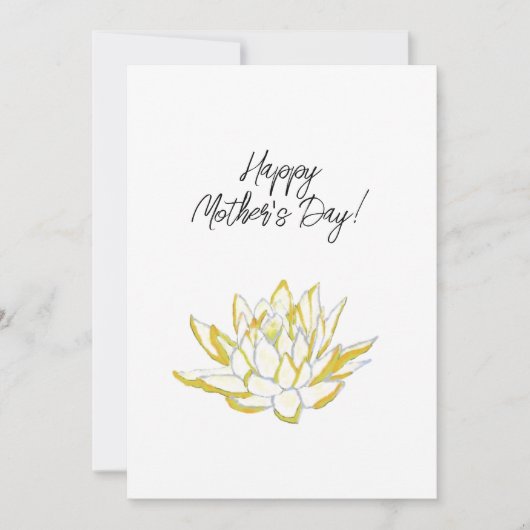 黄色エレガント蓮の水の色の母の日 シーズンカード (正面)