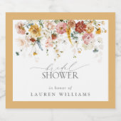 黄色エレガント野草水彩ブライダルシャワー スパークリングワインラベル (シングルラベル)