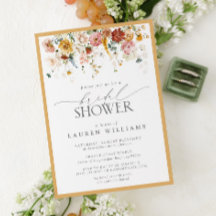 黄色エレガント野草水彩ブライダルシャワー