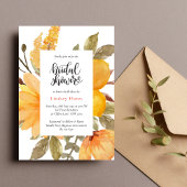 黄色エレガント野草水彩ブライダルシャワー 招待状