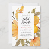 黄色エレガント野草水彩ブライダルシャワー 招待状 (正面)