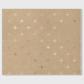 黄色エレガント金ゴールドのクリスマススターパターン ラッピングペーパー (フラット)