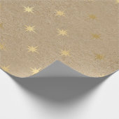 黄色エレガント金ゴールドのクリスマススターパターン ラッピングペーパー (角)