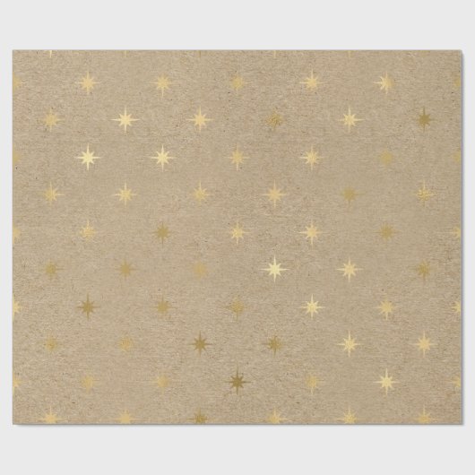 黄色エレガント金ゴールドのクリスマススターパターン ラッピングペーパー (フラット)