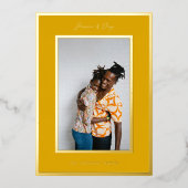 黄色エレガント金ゴールドクリスマスフォトホリデーカード 箔シーズンカード (正面)