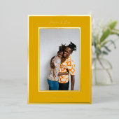 黄色エレガント金ゴールドクリスマスフォトホリデーカード 箔シーズンカード (立ち正面)