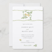 黄色エレガント金ゴールドグ結婚リーズ 招待状 (正面)