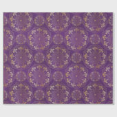 黄色エレガント金ゴールドデイジースノードロップマンダラパープル ラッピングペーパー (フラット)