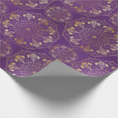 黄色エレガント金ゴールドデイジースノードロップマンダラパープル ラッピングペーパー (角)