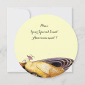 黄色エレガント黒クリームサークルの孔雀 招待状 (裏面)