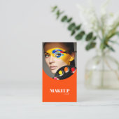 黄色エレガント&オレンジ写真、QRコード美しいサロン 名刺 (スタンド正面)