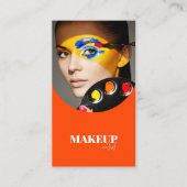 黄色エレガント&オレンジ写真、QRコード美しいサロン 名刺 (正面)