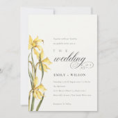 黄色エレガントDaffodil水彩結婚式の招待 サンキューカード (正面)