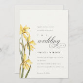 黄色エレガントDaffodil水彩結婚式の招待 サンキューカード (正面/裏面)