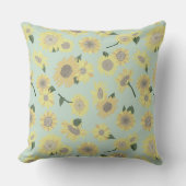 黄色オお洒落レンジブルーひまわり クッション (正面)