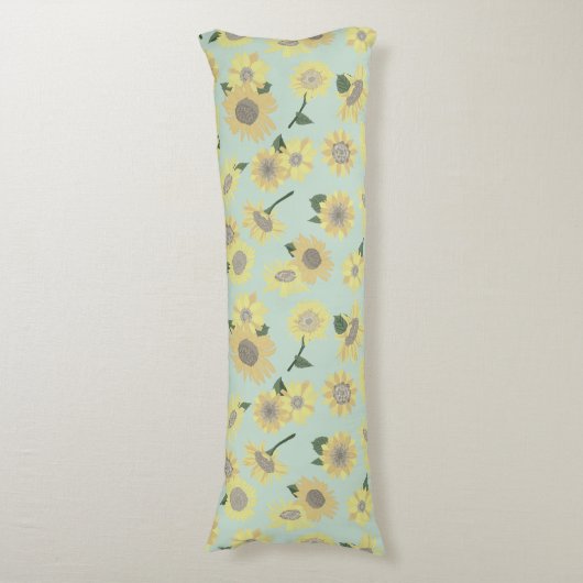 黄色オエレガントレンジブルーひまわり ボディピロー (正面縦)