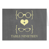 黄色オタク系の眼鏡の黒板テーブル番号カード (正面横)
