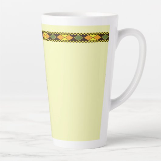 黄色オレンジのシームレスデザイン カフェラテマグ (右)