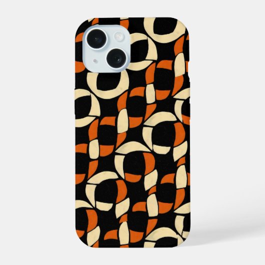 黄色オレンジのチェーン柄 iPhone 15ケース (裏面)
