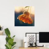 黄色オレンジのマリゴールド花ドロップマクロ ポスター (ホームオフィス)