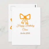 黄色オレンジの弓の水彩レトロなハッピーバースデー ポストカード (正面/裏面)