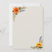 黄色オレンジの植物学的な花輪 招待状 (裏面)