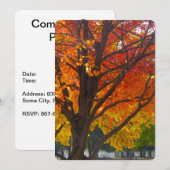 黄色オレンジの秋の葉 招待状 (正面/裏面)