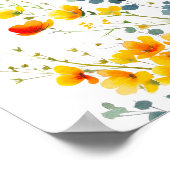 黄色オレンジの野生の花 ブライダルシャワーの歓迎 ポスター (角)