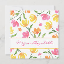 黄色オレンジピンク水色フローラ茎パターン