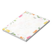 黄色オレンジピンク水色フローラ茎パターン ノートパッド (回転)