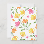 黄色オレンジピンク水色フローラ茎パターン 招待状 (裏面)