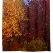 黄色オレンジブラウングリーンの紅葉 シャワーカーテン (正面)