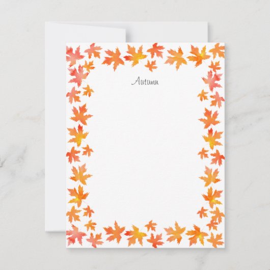 黄色オレンジ水彩マップルの葉のガーランド ノートカード (正面)