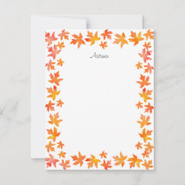黄色オレンジ水彩マップルの葉のガーランド ノートカード