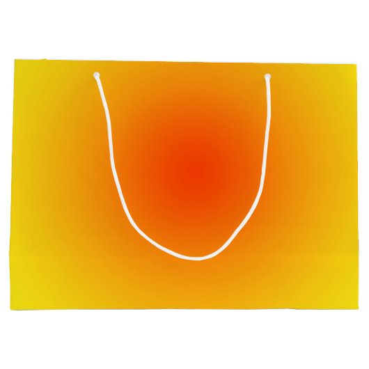 黄色オレンジ色の日当たりの良いグラデーシグラデーションョン ラージペーパーバッグ (裏面)