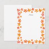 黄色オレンジ色の水彩画のイロハカエデの葉のガーランド ノートカード (正面/裏面)