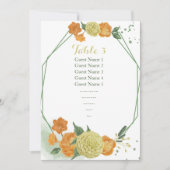 黄色オレンジ色の花座席表 招待状 (正面)