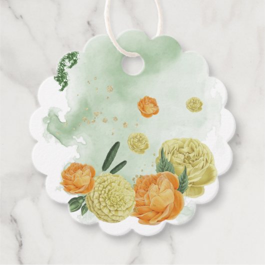 黄色オレンジ色の花 緑の葉 おまけタグ フェイバータグ (正面)