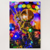 黄色オーナメントボー輝くル、ライト ジグソーパズル (縦)